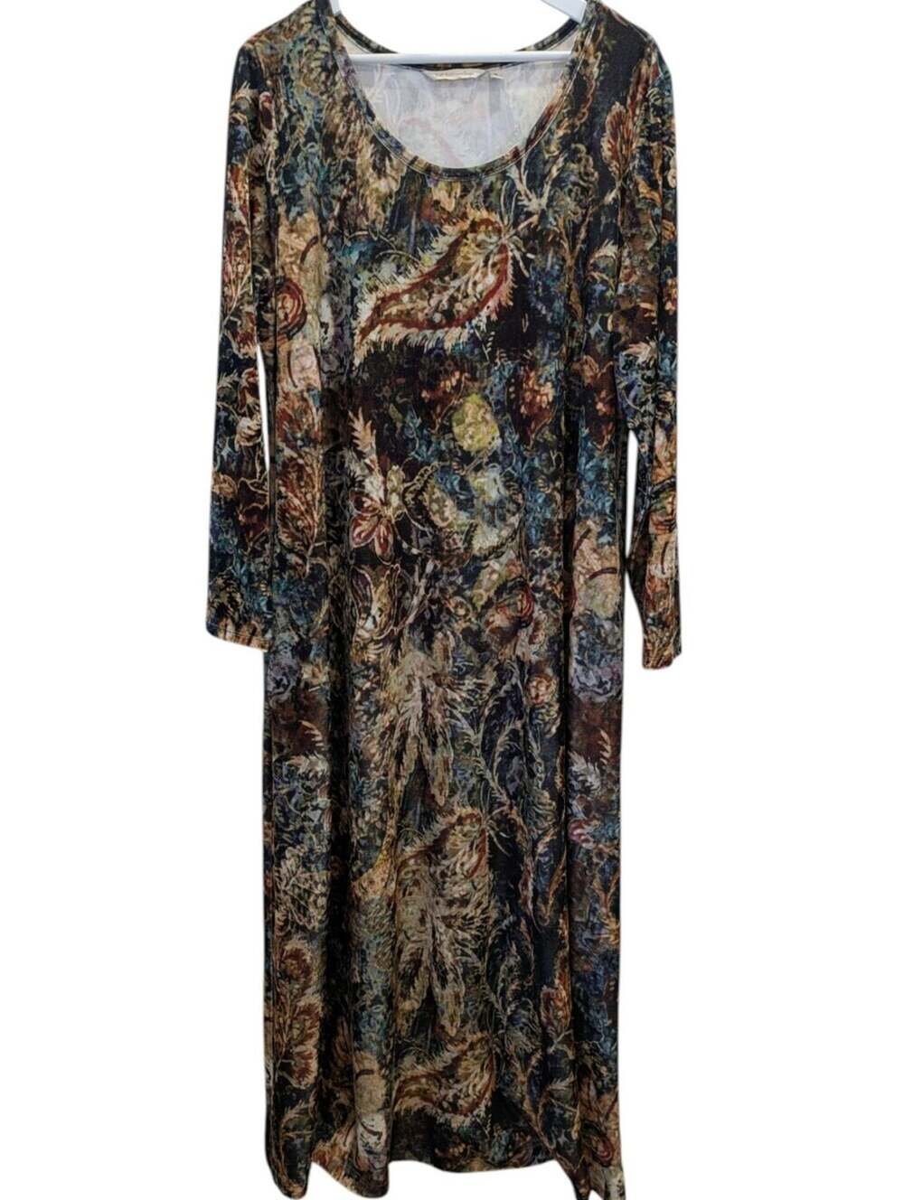 Soft Surroundings Santiago Velvet Maxi Dress 2X Floral Burnout Baroque Pockets